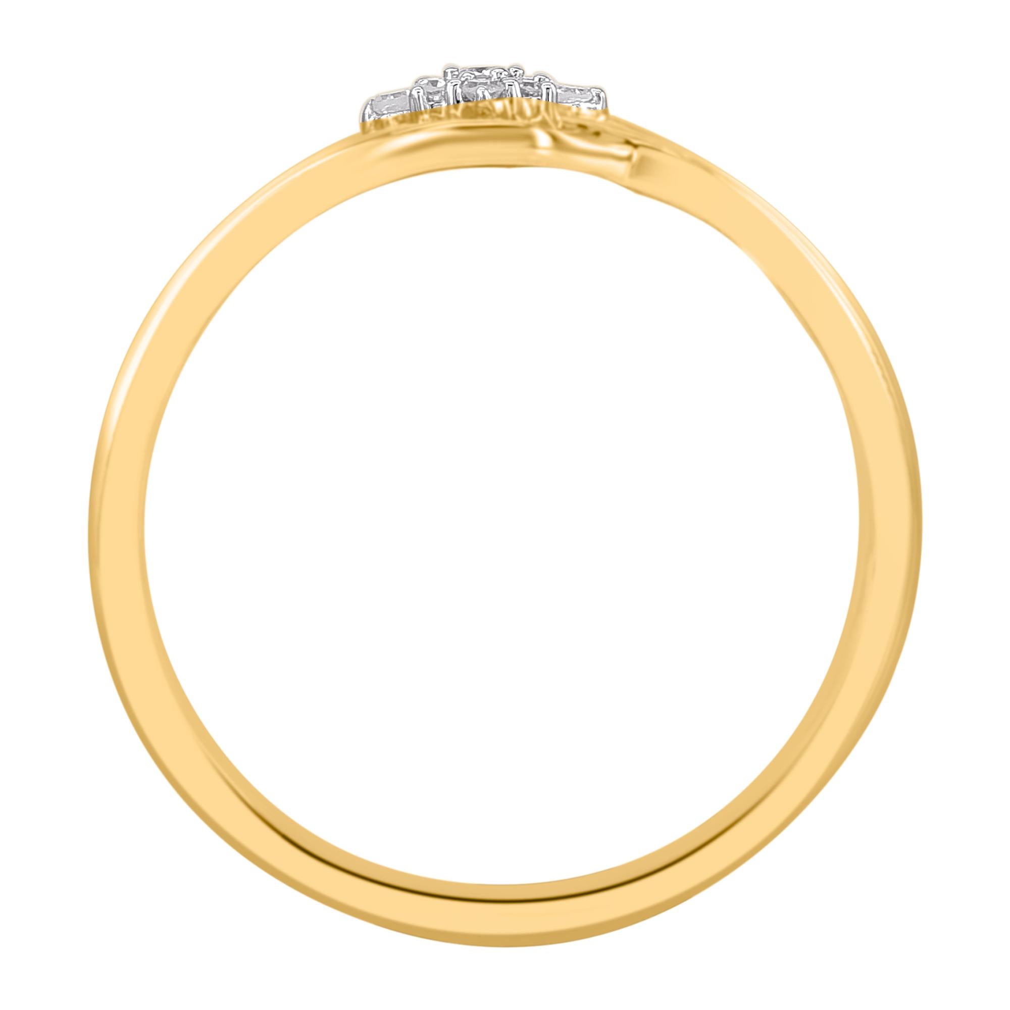 Round Cut TJD 0.05 Carat Natural Round Diamond 14KT Yellow Gold Engagement Ring For Sale