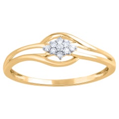 TJD 0.05 Carat Natural Round Diamond 14KT Yellow Gold Engagement Ring