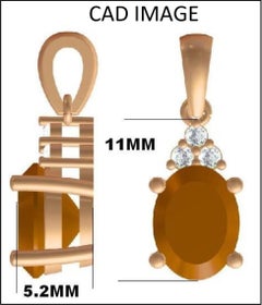 TJD 0,05 Karat runder und natürlicher ovaler Morganit 14 Karat Gold Diamant-Anhänger