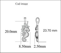 TJD 0.05 Carat Round Diamond 14 Karat Rose Gold Seahorse Unicorn Pendant