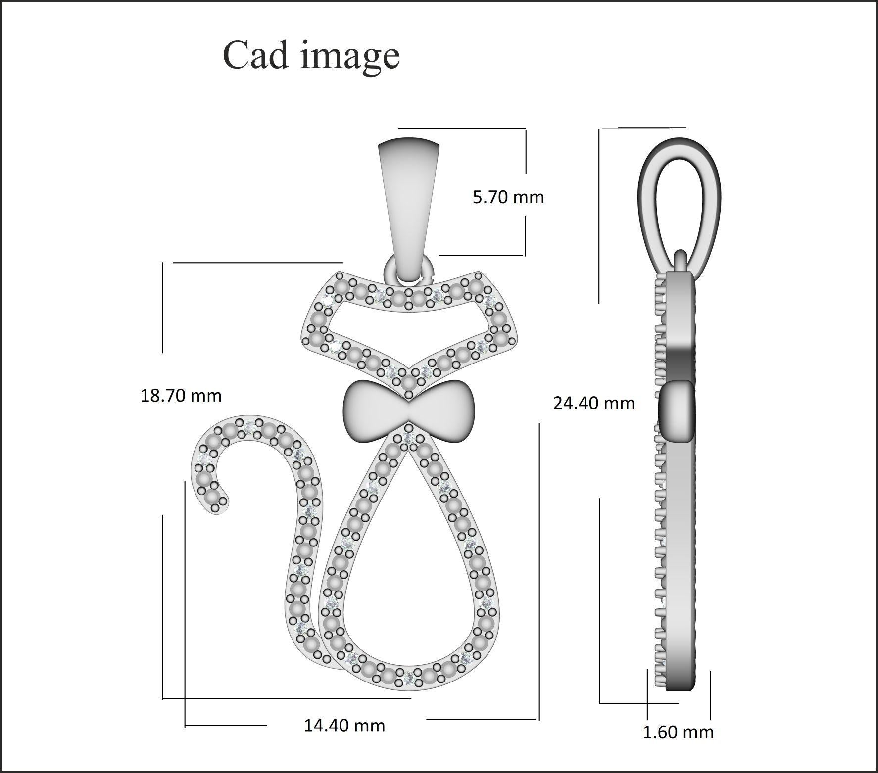 Un look perfetto per ogni amante dei gatti: questo simpatico ciondolo con la sagoma di un gatto brilla con un design intelligente. Il peso totale del diamante è di 0,05 carati e brilla con un colore H. H. e una purezza I2. Splendidamente tempestato