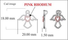 TJD 0,05 Carat Round Diamond 14 Karat White Gold Designer Ciondolo a forma di cuore d'angelo