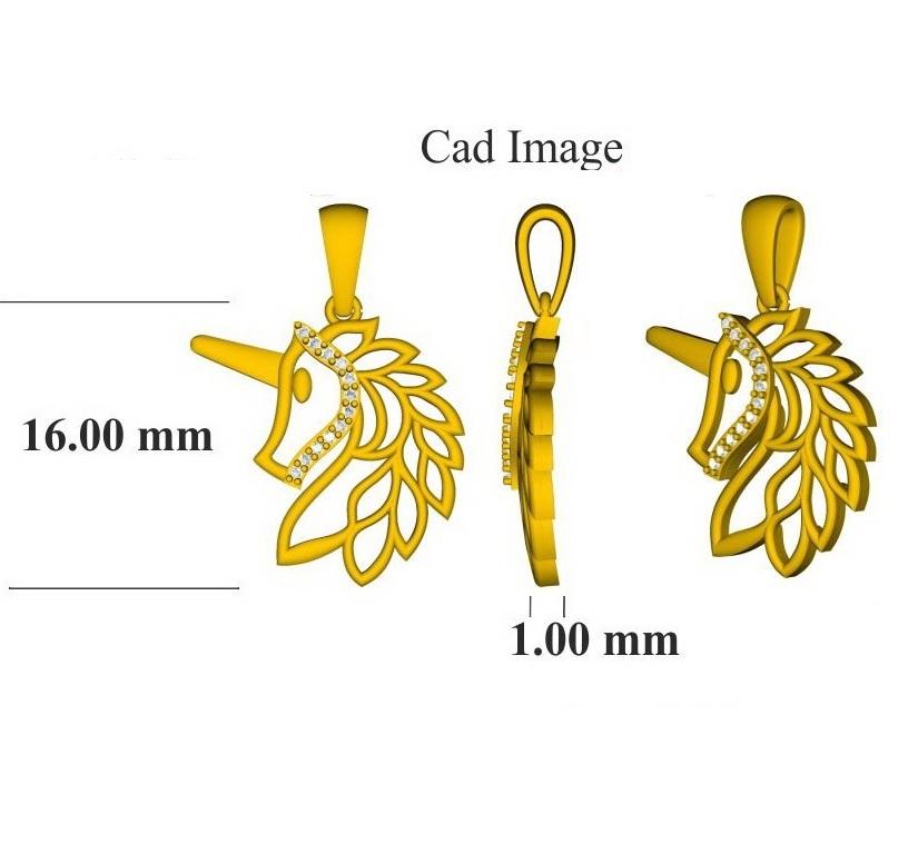 Pendentif à la mode licorne en or blanc 14 carats avec diamants ronds de 0,05 carat TJD Pour femmes en vente