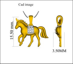 Colgante con motivo de caballo de diseño en oro amarillo de 14 quilates y diamante redondo de 0,05 quilates TJD