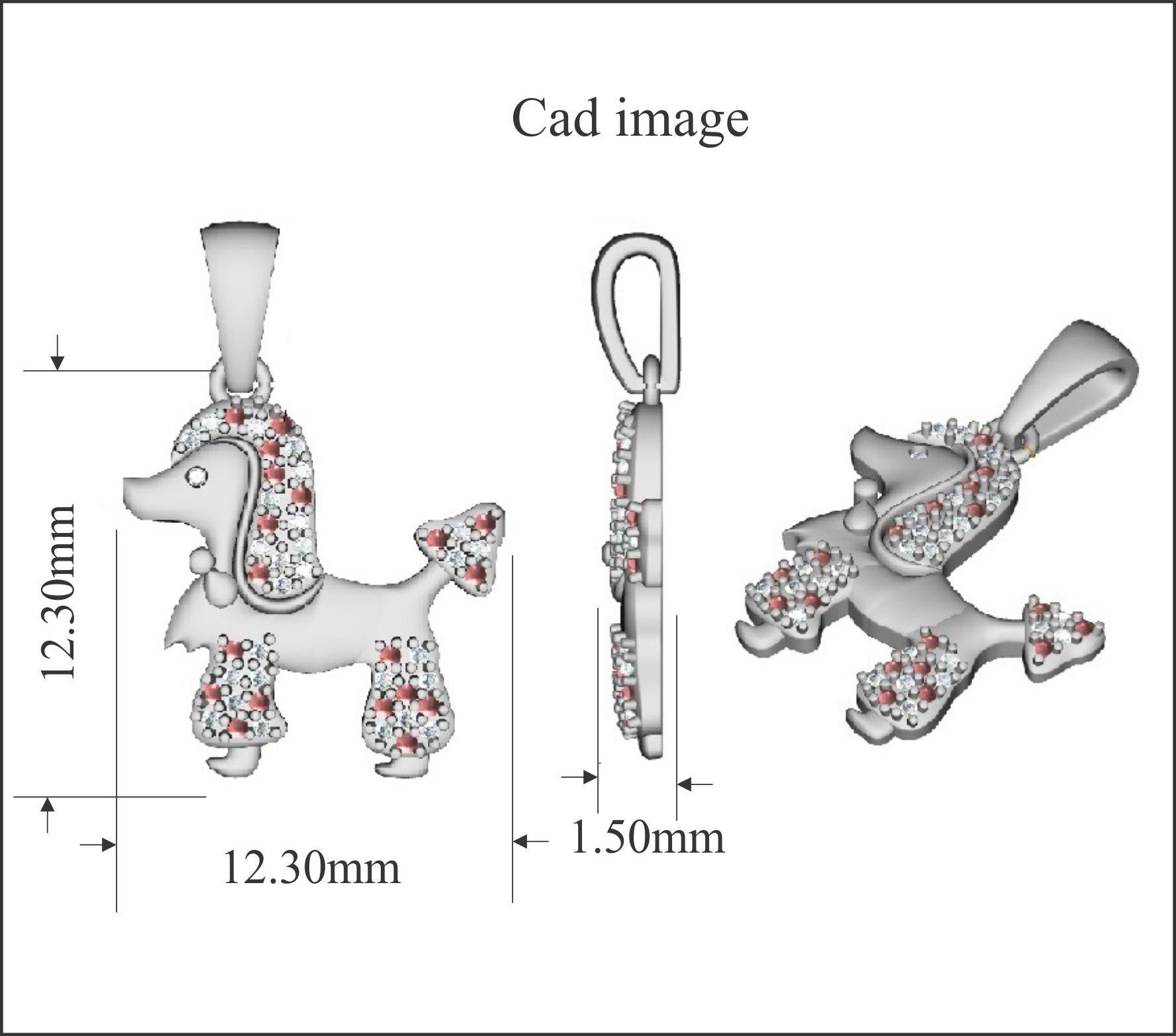 Perfetto per gli amanti degli animali, questo simpatico ciondolo con diamante a forma di cane è un look adorabile che amerà indossare. Il peso totale del diamante è di 0,05 carati e brilla con un colore H. H. e una purezza I2. Incastonato con 28