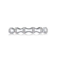 TJD 0.05 Carat Round Diamond 14KT White Gold Stackable Wedding Band Ring