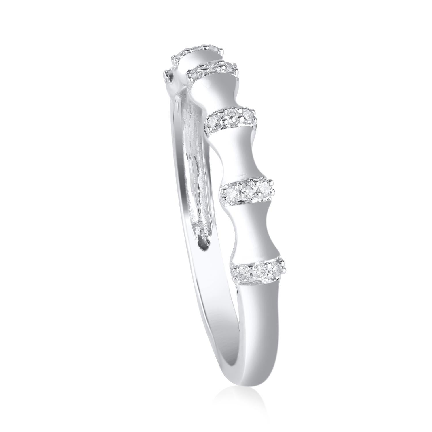 Single Cut TJD 0.05 Carat Round Diamond 14KT White Gold Stackable Wedding Band Ring For Sale