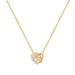 TJD 0.05 Carat Round Diamond Knot Pendant Necklace 14 Karat Yellow Gold