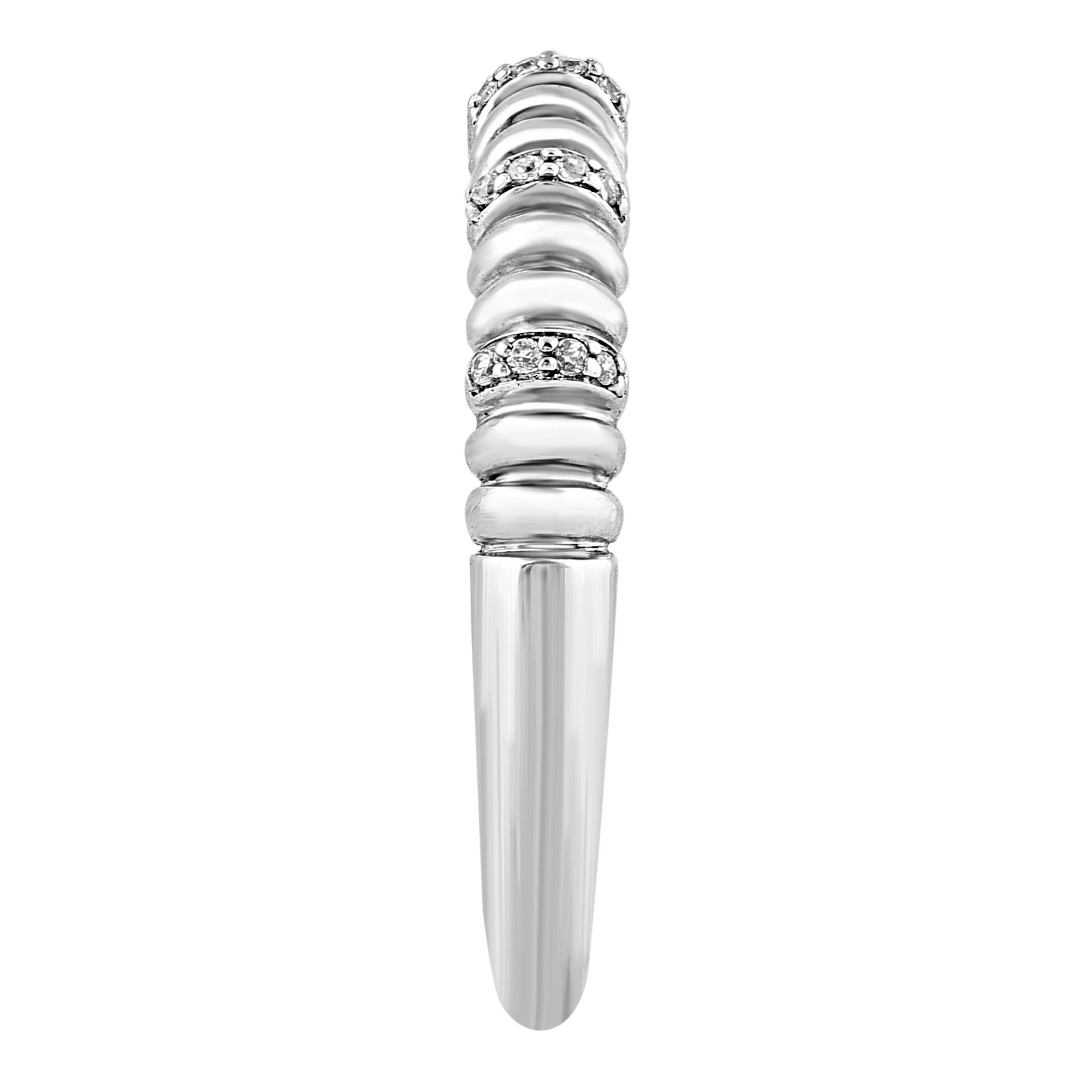 Contemporary TJD 0.050 Carat Natural Diamond 14KT White Gold Stackable Band Ring For Sale
