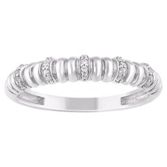 TJD 0.050 Carat Natural Diamond 14KT White Gold Stackable Band Ring (Bague empilable en or blanc 14KT)