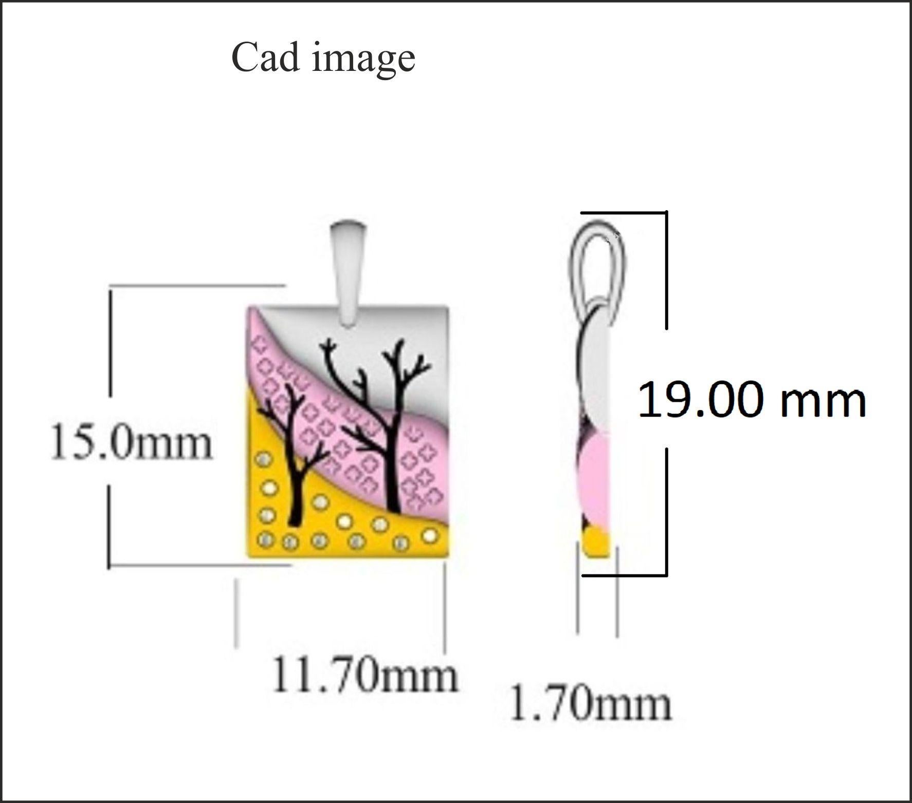 Un brillante scintillio in un ciondolo con diamante di design che si abbina a qualsiasi abbigliamento. Impreziosito da 12 diamanti rotondi incastonati a filo e realizzato dai nostri esperti interni in oro 14 carati tricolore. Il peso totale del
