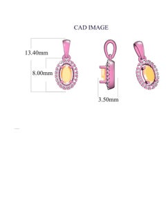 TJD 0.06 Carat Diamond and 6X4 MM Oval Morganite 14 Karat Rose Gold Halo Pendant
