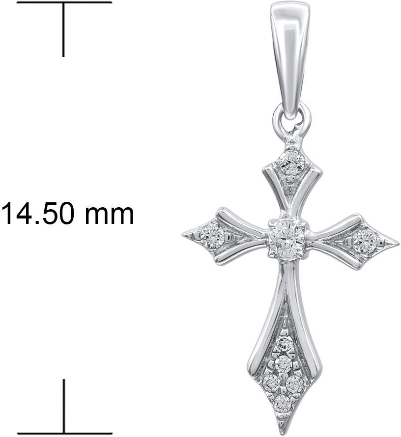 TJD 0.06 Carat Natural Diamond 14 karat White Gold Cross Pendant Necklace In New Condition For Sale In New York, NY