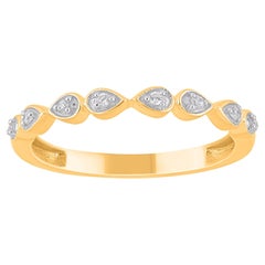 TJD 0.06 Carat Natural Round Diamond 14KT Yellow Gold Wedding Band Ring