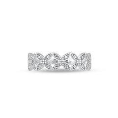 TJD 0.06 Carat Natural Round Diamond Wedding Band Ring in 14 Karat White Gold