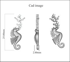 TJD 0.06 Carat Round Diamond 14 Karat Rose Gold Designer Seahorse Motif Pendant