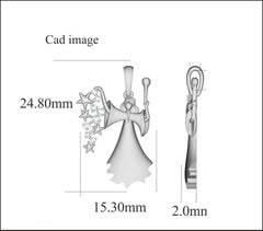 TJD 0.06 Carat Round Diamond 14 Karat White Gold Designer Angel Pendant Necklace