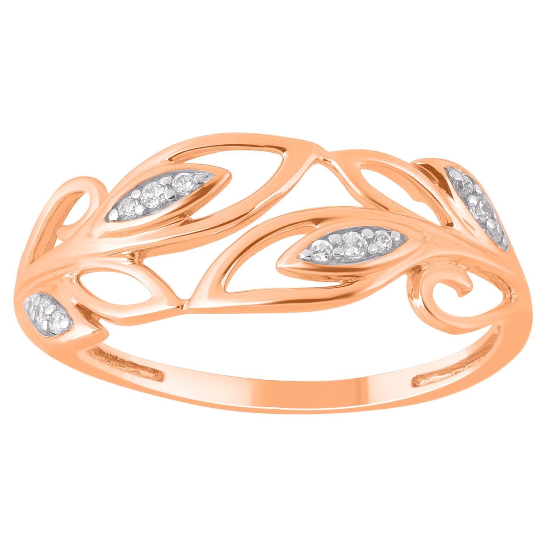 TJD 0.060 Carat Natural Round Diamond 14 Karat Rose Gold Engagement Ring For Sale