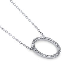 TJD Collar circular de diamantes redondos naturales de 0,07 quilates en oro blanco de 14 quilates
