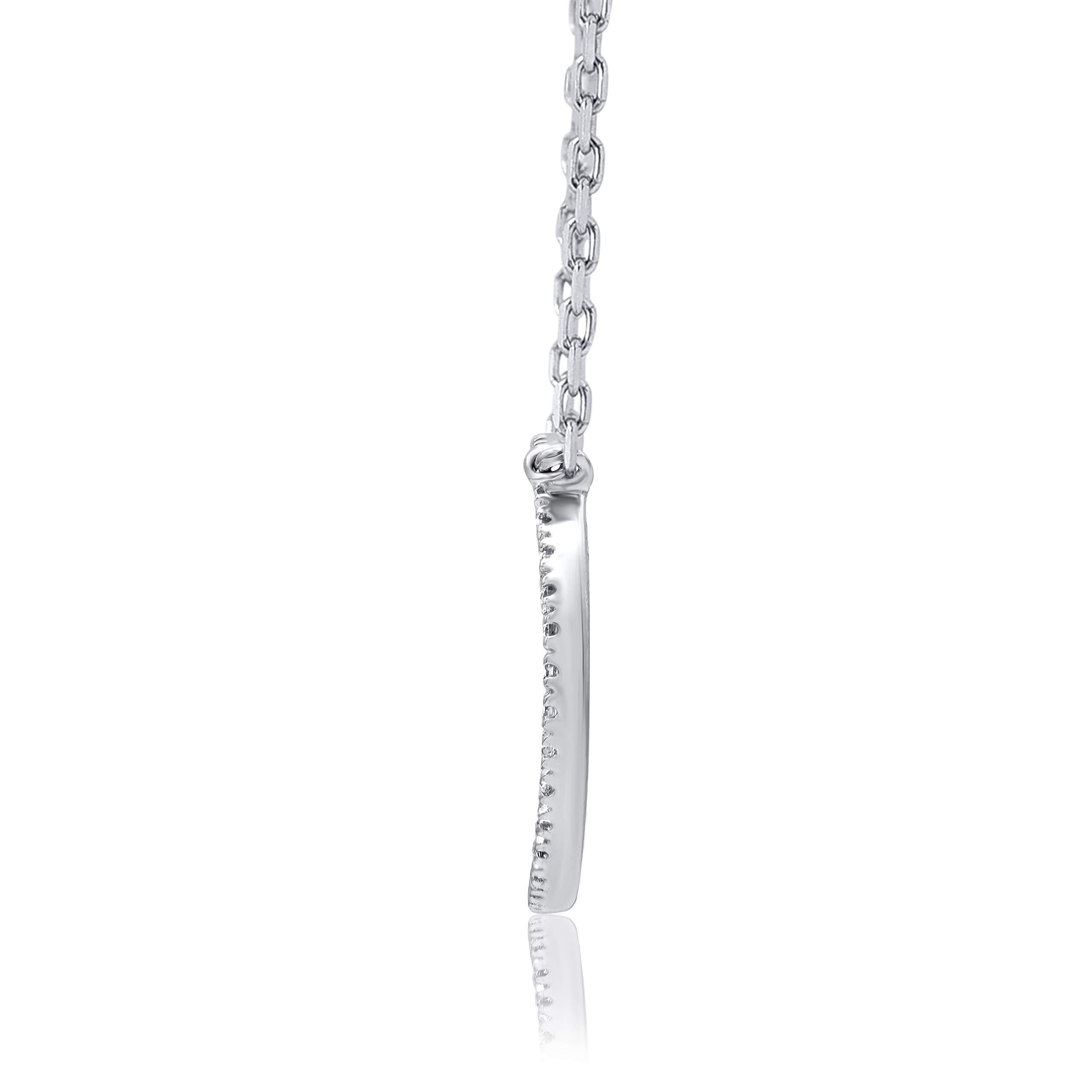 Contemporary TJD 0.07 Carat Natural Round Diamond Eternity Circle Necklace in 14KT White Gold For Sale