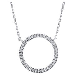 TJD 0.07 Carat Natural Round Diamond Eternity Circle Necklace in 14KT White Gold