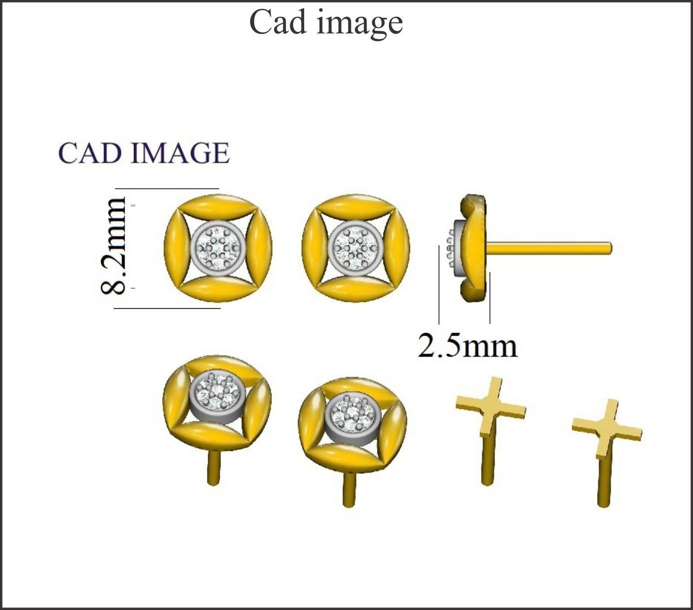 Ready for any occasions, these diamond cluster design stud earrings are shimmering look she'll wear with everything. The earrings is crafted from 14 karat yellow and features 14 round diamond set in Pave setting, H-I color I2 clarity. A high polish
