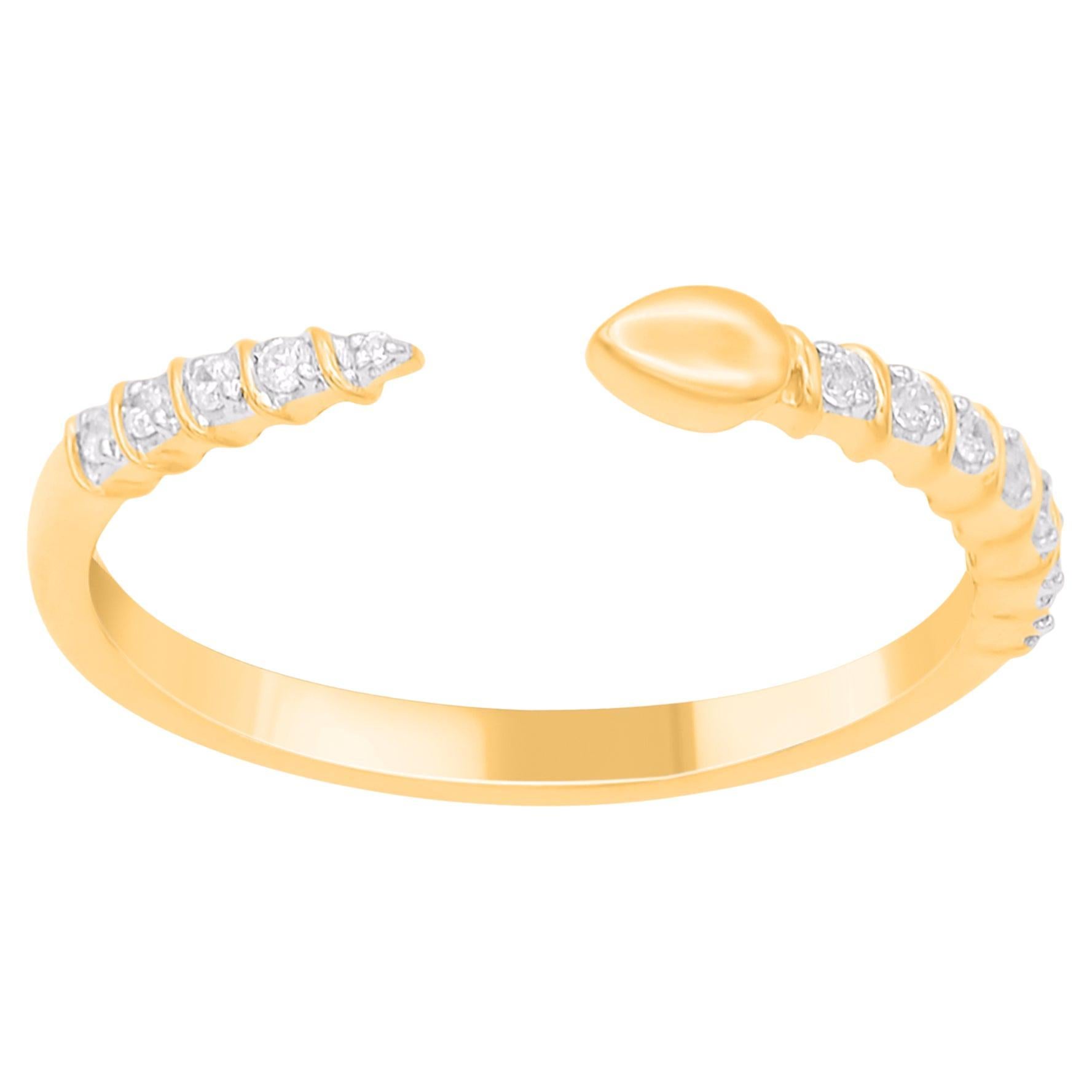 TJD 0.070 Carat Natural Diamond 14KT Yellow Gold Stackable Band Ring For Sale
