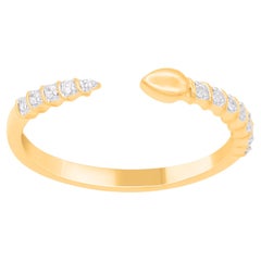 TJD 0.070 Carat Natural Diamond 14KT Yellow Gold Stackable Band Ring