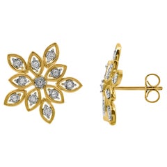 TJD 0.07Carat Round Diamond 14 Karat Yellow Gold Designer Fashion Stud Earrings