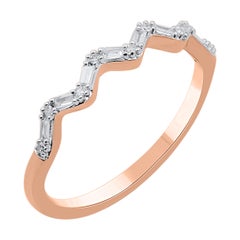 TJD 0.08 Carat Natural Diamond Wave Anniversary Band Ring in 14 Karat Rose Gold
