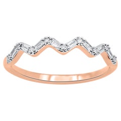 TJD Anillo de Aniversario con Diamante Natural Ondulado de 0,08 Quilates en Oro Rosa de 14 Kilates