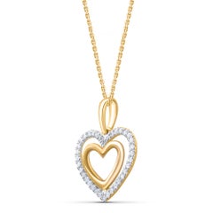 TJD 0,08 carati di diamante naturale taglio rotondo in oro bianco 14 carati Ciondolo a cuore