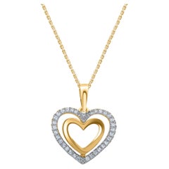 Pendentif cœur en or blanc 14 carats avec diamants naturels taille ronde de 0,08 carat TJD