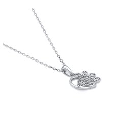 TJD 0.08 Carat Natural White Diamond 14 Karat White Gold Dog Paw Pendant