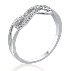 TJD 0.08 Carat Round Diamond 14 Karat White Gold Infinity Band Ring