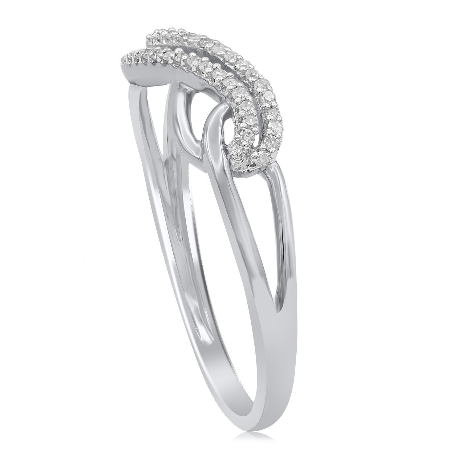 Art Deco TJD 0.08 Carat Round Diamond 14 Karat White Gold Infinity Band Ring For Sale