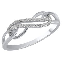 TJD 0.08 Carat Round Diamond 14 Karat White Gold Infinity Band Ring