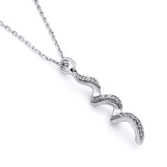 TJD 0,08 Karat runder Diamant 14 Karat Weißgold Wirbel-Anhänger mit Kette