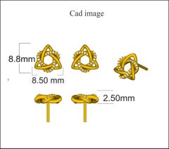 TJD 0.08 Carat Round Diamond 14 Karat Yellow Gold Love Knot Stud Earrings