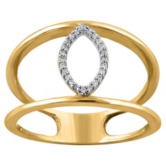 TJD Anillo de oro de 14 quilates con diamante redondo de 0,08 quilates en forma de marquesa con vástago inclinado