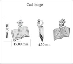 TJD 0,08 CT Diamante rotondo in oro bianco 14K Libro con bastone magico Ciondolo di moda