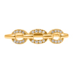 TJD 14K Yellow Gold Diamond Link Band Ring, 0.080 Carat