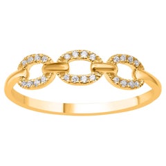 TJD 0.080 Carat Natural Diamond 14 Karat Yellow Gold Link Band Ring