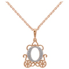 TJD 0.10 Carat 14 Karat Rose Gold Enchanted Cinderella Diamond Carriage Pendant