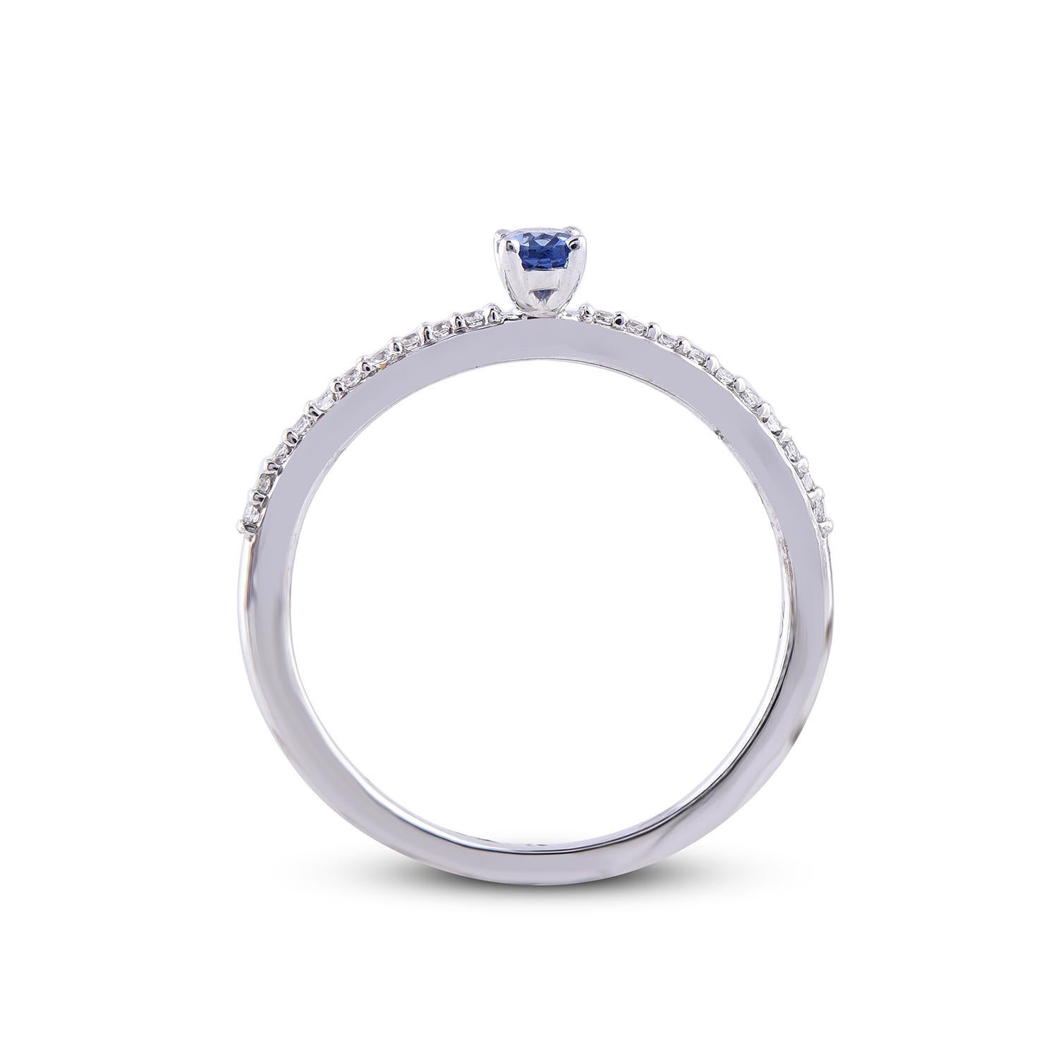 TJD 0.10 Carat 14 Karat White Gold Round and Oval Cut Tanzanite Engagement Ring For Sale 1