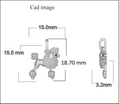TJD 0.10 Carat Black and White Diamond 14 Karat White Gold Puppy Dog Pendant