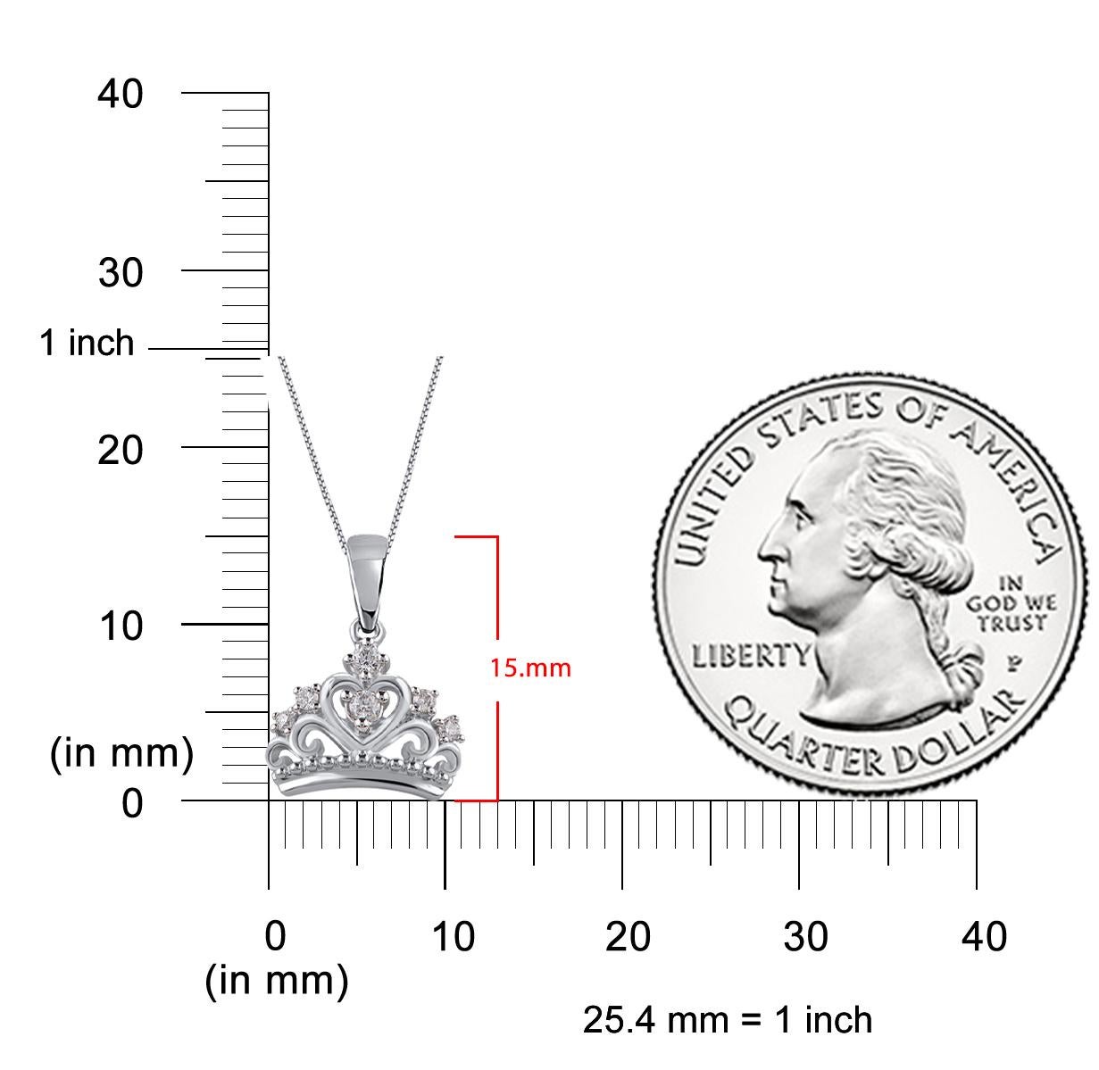 TJD 0,10 Karat Diamant im Brillantschliff 14 Karat Weißgold Kronenanhänger im Zustand „Neu“ im Angebot in New York, NY