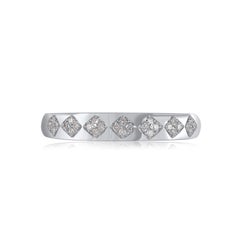 TJD 0,10 Carati Diamante Taglio Brilliante 14 Carati Anello Impilabile in Oro Bianco
