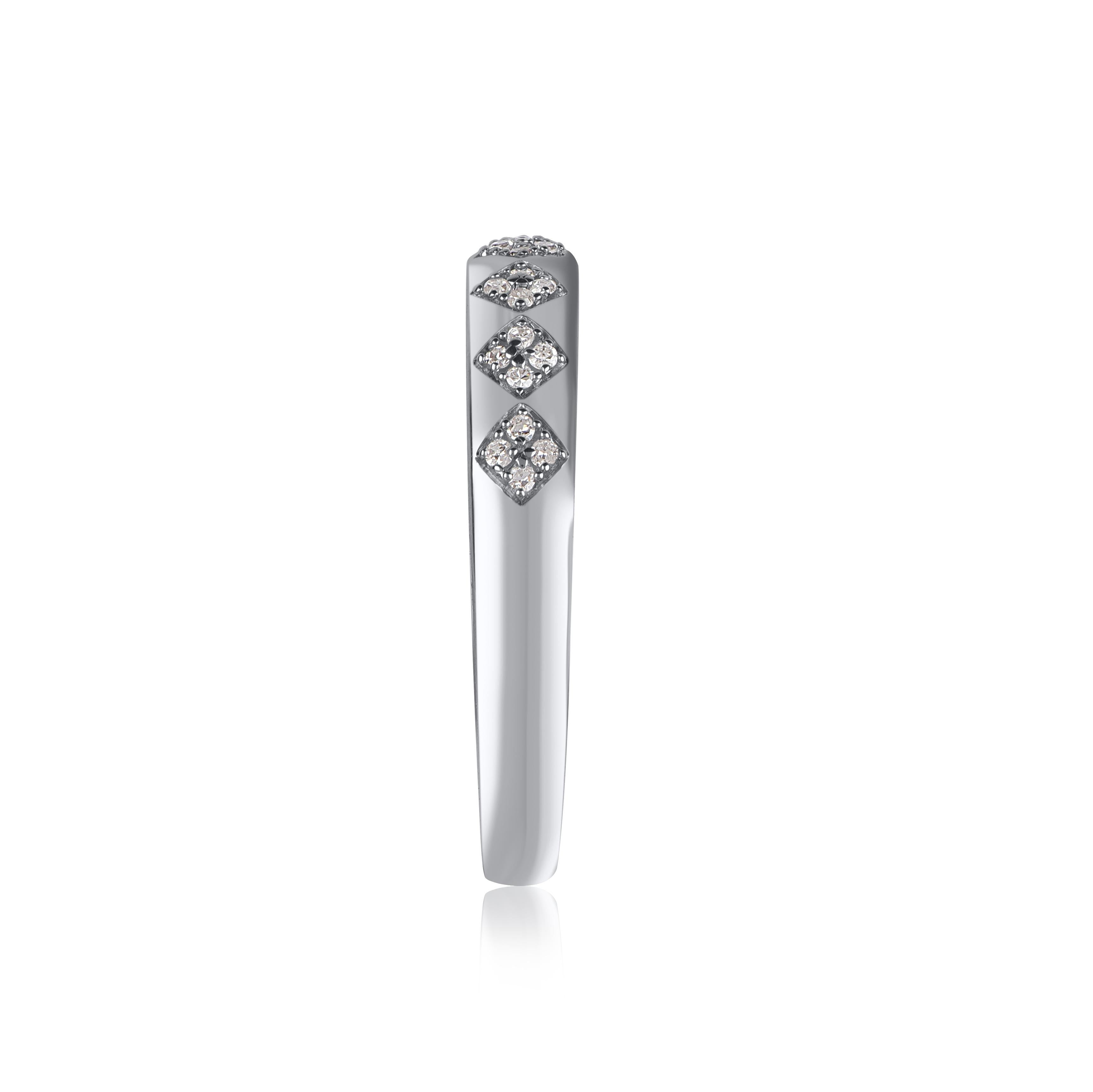 Taglio singolo TJD 0,10 Carati Diamante Taglio Brilliante 14 Carati Anello Impilabile in Oro Bianco in vendita