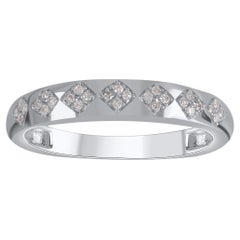 TJD 0.10 Carat Brilliant Cut Diamond 14 Karat White Gold Stackable Band Ring